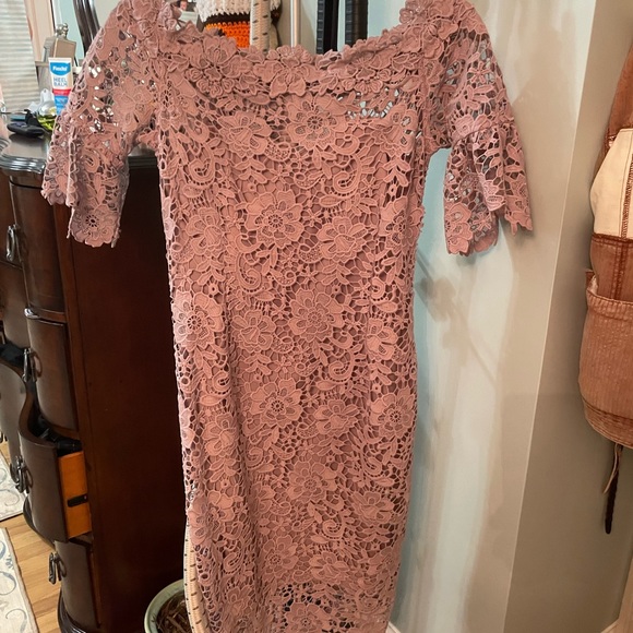 midi dress with lace sleeves Fleur de Lis Lace Midi Dress